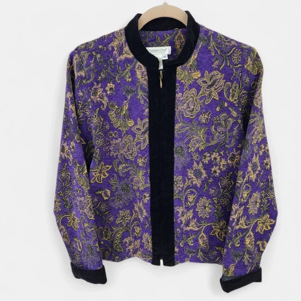 Vintage Coldwater Creek Jacket Gothic Romance‎ Purple Witchy Equestrian Medium